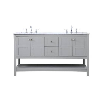Solid Wood bathroom vanity cabinet natural marble Bathroom Vanity 60 Inch With 2 Drawers and 4 Doors